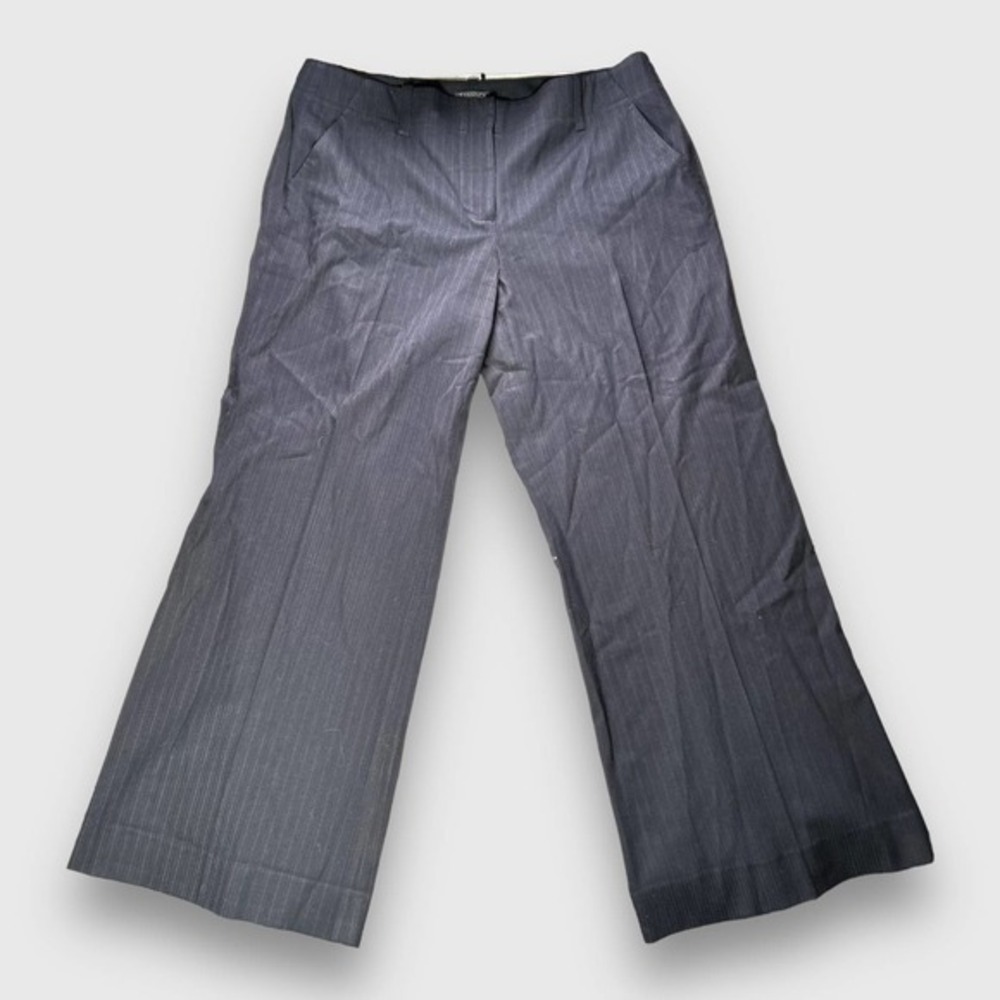 Tahari Dark Pinstriped Wide Leg Career Pants With Pockets Size 14 - "Katia"